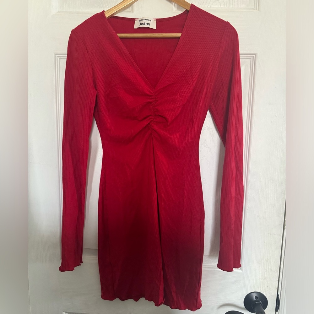 Reformation Red Long Sleeve Mini Dress Size XS